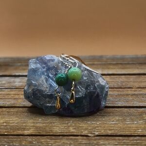 Chrysoprase and Sterling Silver Drop Earrings